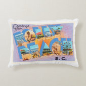 愚劣のビーチのサウスカロライナSCの古いヴィンテージの郵便はがき アクセントクッション (正面)