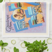 愚劣のビーチのサウスカロライナSCの古いヴィンテージの郵便はがき キッチンタオル (折り畳み)