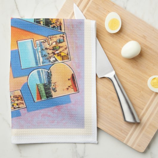 愚劣のビーチのサウスカロライナSCの古いヴィンテージの郵便はがき キッチンタオル (四つ折り)
