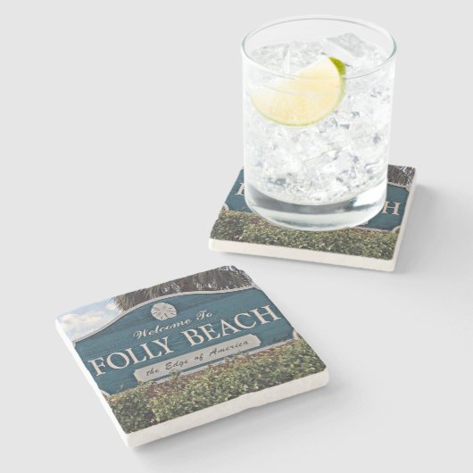 愚劣のビーチの印、大理石の石造りのコースター ストーンコースター (横)