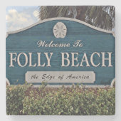 愚劣のビーチの印、大理石の石造りのコースター ストーンコースター (正面)