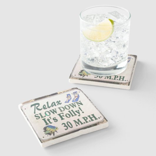 愚劣のビーチは、サウスカロライナの大理石のコースターリラックスします ストーンコースター (横)