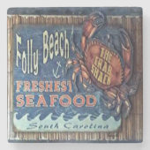 愚劣のビーチ、カニの掘っ建て小屋の大理石のコースター ストーンコースター (正面)