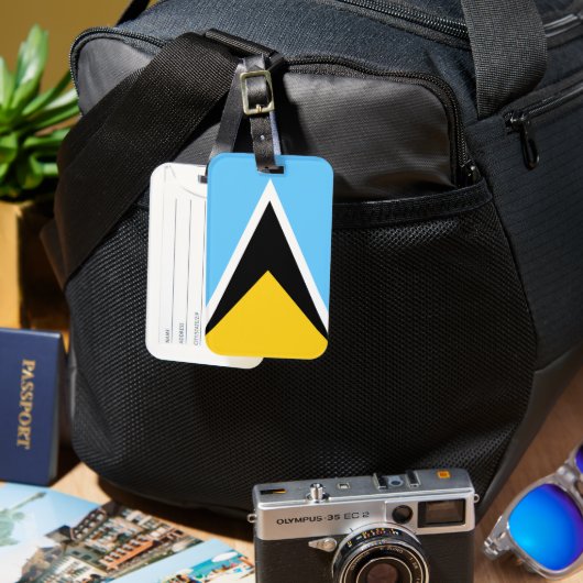 愛ああ愛 | サンルシア国旗のサンダンスブルー文字 ラゲッジタグ (正面&裏面)