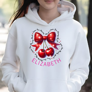 愛あなたさくらんぼ多く：ピンクのバレンタインホワイト パーカ