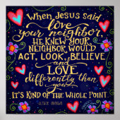 愛あなたの隣人の引用文ハートインスピレーション ポスター (正面)