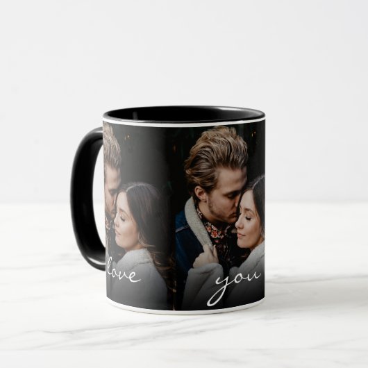 愛あなたはいつもロマンチックな写真を愛それを作ユニークる マグカップ (正面左)