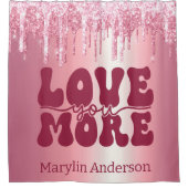 愛あなたよりバレンタインピンクグリッタードリップカスタム シャワーカーテン (正面)