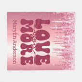 愛あなたよりバレンタインピンクグリッタードリップカスタム フリースブランケット (正面(横))