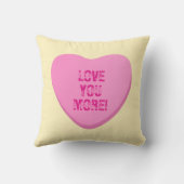 愛あなたより多くのピンクのキャンディのハート黄色 クッション (裏面)