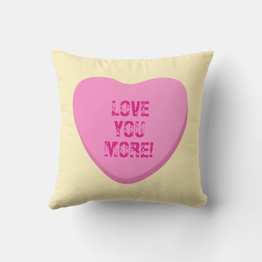 愛あなたより多くのピンクのキャンディのハート黄色 クッション (裏面)