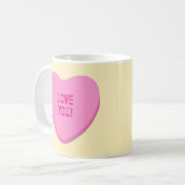 愛あなたより多くのピンクのキャンディのハート黄色 コーヒーマグカップ (正面左)
