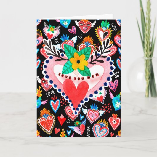 愛あなたカラフルママメキシコハート母の日 カード (正面)