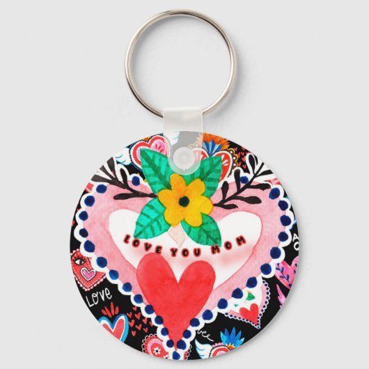 愛あなたカラフルママメキシコハート母の日 キーホルダー (正面)