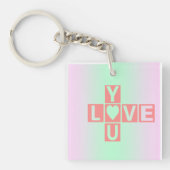 愛あなたクロスワード虹バレンタインデー キーホルダー (正面)
