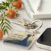 愛あなたナナブルーバードフォトピーコックかわいらし キーホルダー (正面右)