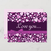 愛あなたハート&弓ピンク紫はがき ポストカード (正面/裏面)
