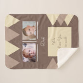 愛あなたパパ茶色とクリーム写真 シェルパブランケット (正面(横))