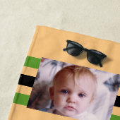 愛あなたパパ2写真グリーンオレンジ ビーチタオル (インサイチュ)