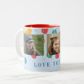 愛あなたパパ3写真コラージュかわいい父の日 ツートーンマグカップ (正面左)