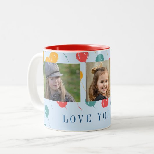 愛あなたパパ3写真コラージュかわいい父の日 ツートーンマグカップ (正面左)