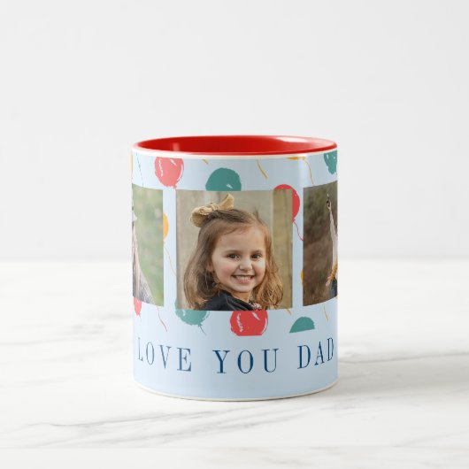愛あなたパパ3写真コラージュかわいい父の日 ツートーンマグカップ (中央)