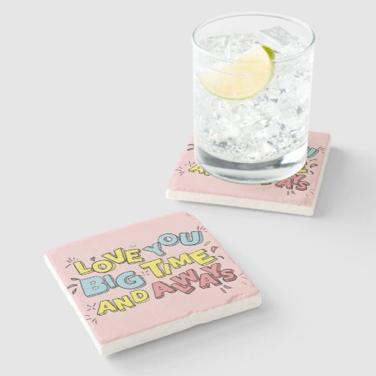 愛あなたビッグタイムと常にことわざ石コースター ストーンコースター (横)