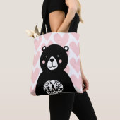愛あなたベアーピンクブラックを聞くガーリー トートバッグ (クローズアップ)