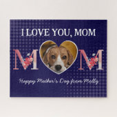 愛あなたママフローラハートカスタム犬の写真ジグソー ジグソーパズル (横)