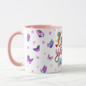 愛あなたママレタリング色鮮やかな蝶 マグカップ (左)