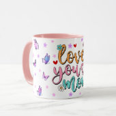 愛あなたママレタリング色鮮やかな蝶 マグカップ (正面左)