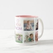 愛あなたママ家族の写真コラージュかわいいハート ツートーンマグカップ (正面右)