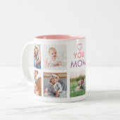 愛あなたママ家族の写真コラージュかわいいハート ツートーンマグカップ (正面左)