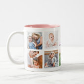 愛あなたママ家族の写真コラージュかわいいハート ツートーンマグカップ (左)