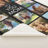 愛あなたママ家族フォトコラージブラック シェルパブランケット (3/4)