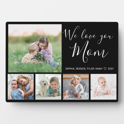 愛あなたママ家族フォトコラージブラック フォトプラーク (正面)