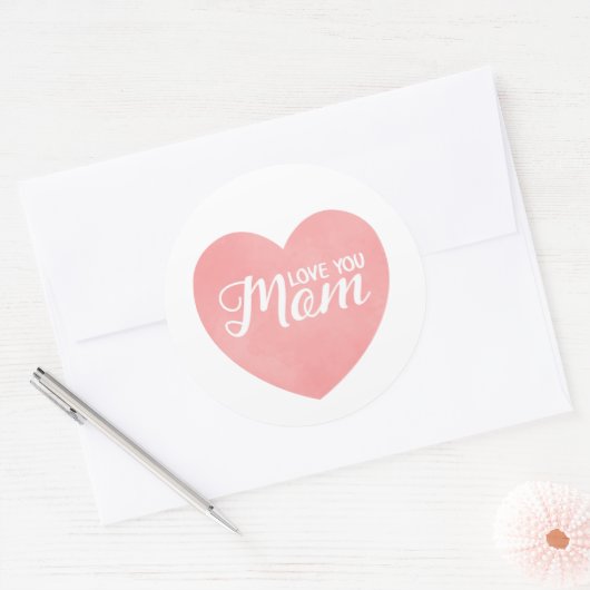 愛あなたママ文字母の日ハートデザイン ラウンドシール (封筒)
