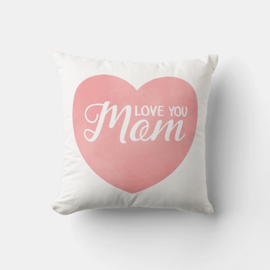 愛あなたママ文字、母ピンクの水色ハート クッション (正面)