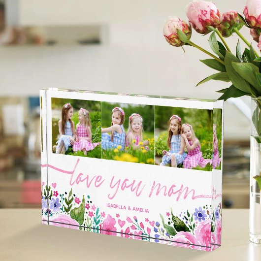 愛あなたママ母の日の水の色フォトコラージュ フォトブロック