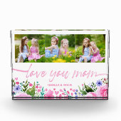 愛あなたママ母の日の水の色フォトコラージュ フォトブロック (正面)