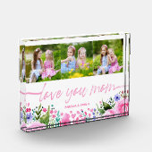 愛あなたママ母の日の水の色フォトコラージュ フォトブロック (左)