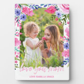 愛あなたママ母の日の水色フローラ フォトプラーク (正面)