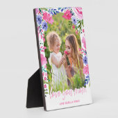 愛あなたママ母の日の水色フローラ フォトプラーク (側面)