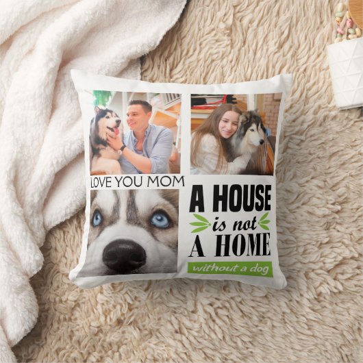 愛あなたママ3枚の写真と犬の引用文クッション クッション (ブランケット)