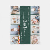 愛あなたママ8写真コラージエメラルドグリーン フリースブランケット (正面)