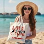 愛あなたマモダンマ書道お母さんの日かわいい ラージトートバッグ