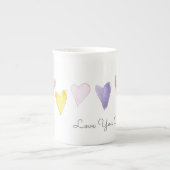 愛あなた名前の水の色の甘いハートバレンタイン ボーンチャイナマグカップ (正面)