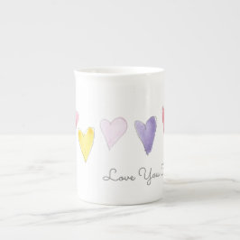 愛あなた名前の水の色の甘いハートバレンタイン ボーンチャイナマグカップ