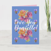 愛あなた妻の名前ピンクローゼズウォーターカラーカード カード (正面)