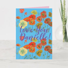 愛あなた妻の名前レッドポピー水カラーカード カード